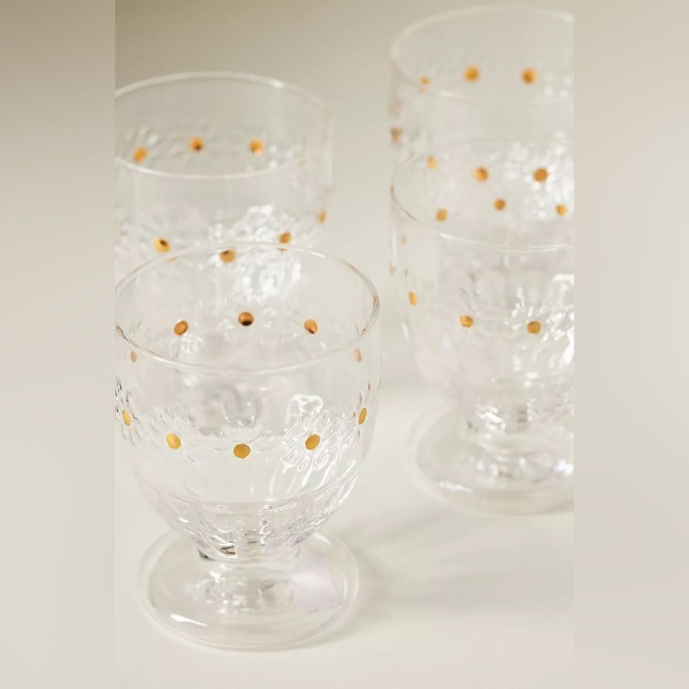 ❤️ Anthropologie Goblets with Gold Hearts set of 4 | NIB - Picture 5 of 7